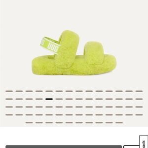 UGG Kids Fluffy Lime Green Sandals